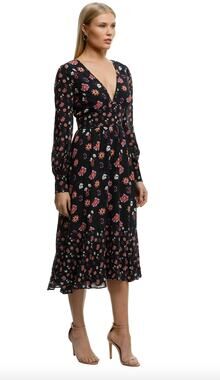 La Maison Talulah Pink Floral Long Sleeve Maxi Dress Medium Feminine